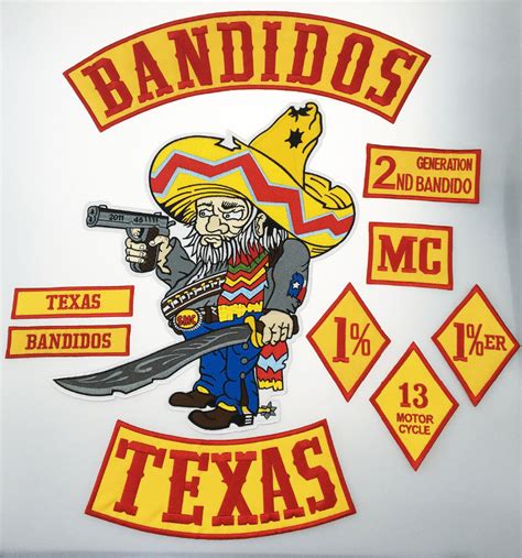 BANDIDOS TEXAS MC PATCH SET MOTORCYCLE KACKET VEST IRON ON ...