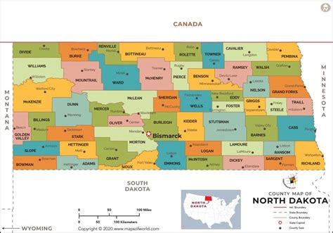 North Dakota County Map, ND County Map