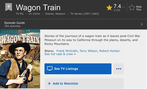 Wagon Train | Episode guide, Tv episodes, Train