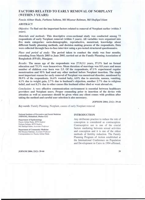 (PDF) FACTORS RELATED TO EARLY REMOVAL OF NORPLANT (WITHIN 3 YEARS)