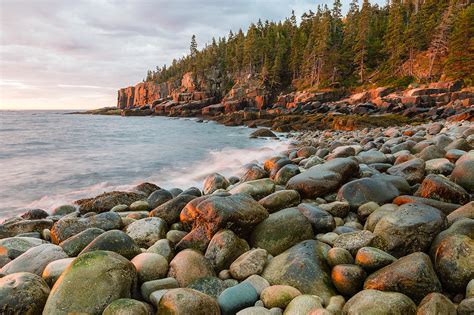 Rocky Maine Shoreline Photo - Acadia National Park Boulder Beach Photograph by Bill Swindaman