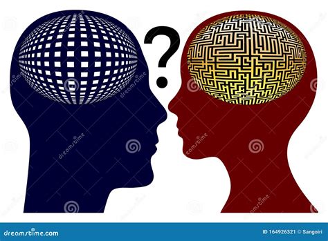 Male Brain Versus Female Brain Stock Illustration - Illustration of differ, communication: 164926321