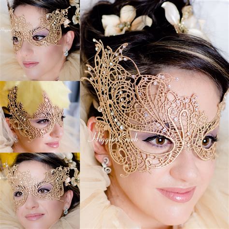 Gold masquerade mask Women lace Mask Gold Luxury diamante