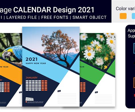 12 Pages Wall Calendar Design Template 2021 Planner #115818