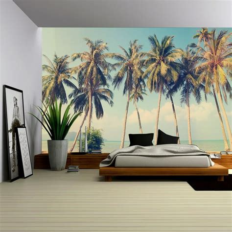 Wall26 Vintage tropical palm trees on a beach - Removable Wall Mural ...