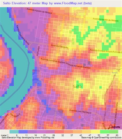 Elevation of Salto,Uruguay Elevation Map, Topography, Contour