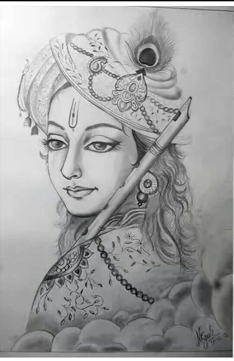 Easy Radha Krishna Pencil Sketch Drawing - Prints made with archival ...