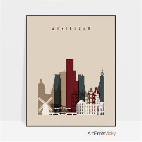 Amsterdam Print, Amsterdam Skyline Wall Art – Poster | Canvas Wall Art Print Poster - Canvas ...