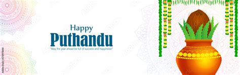 Vector illustration of Happy Puthandu wishes greeting banner Stock ...