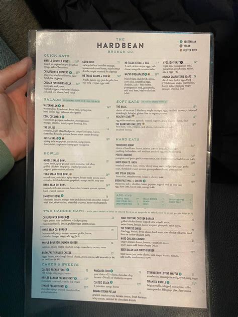 Menu at The Hard Bean Brunch Co. desserts, Port Moody