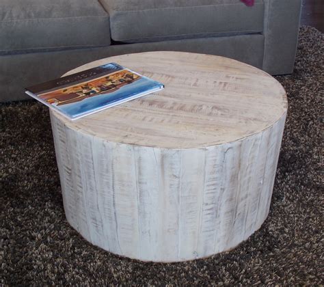 Rustic White Cedar Round Coffee Table Approximately 18" high and 36" in ...