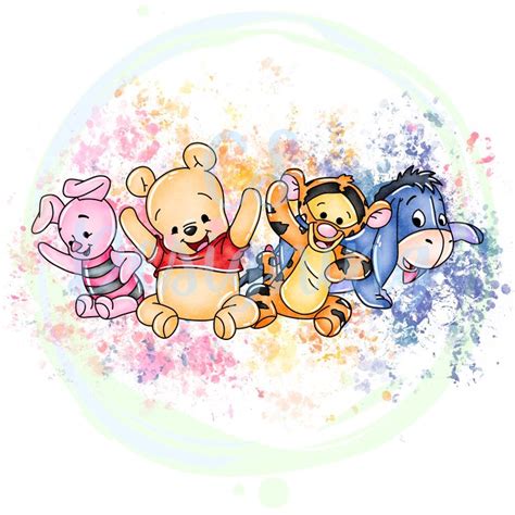 winnie the pooh and friends wallpaper with paint splattered on it's back