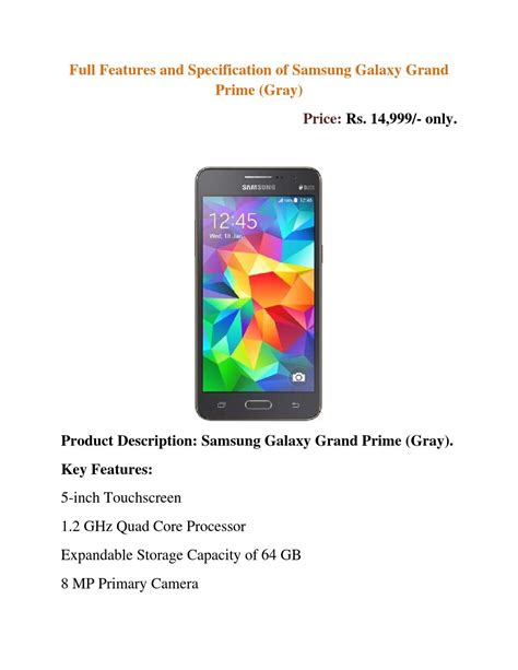 Check out Full Features and Specification of Samsung Galaxy Grand Prime ...