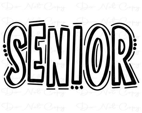 SENIOR Doodle Letters Sublimation PNG Digital Artwork - Etsy