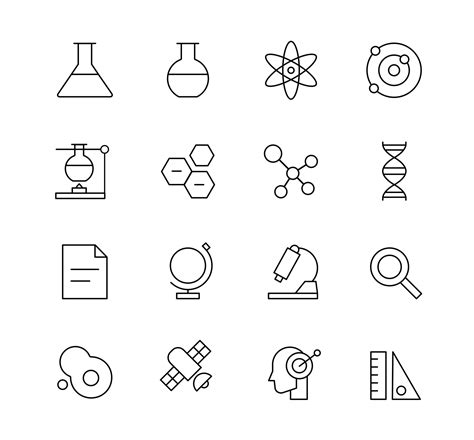 Science and technology object icons collection. Simple black line design. 2642137 Vector Art at ...