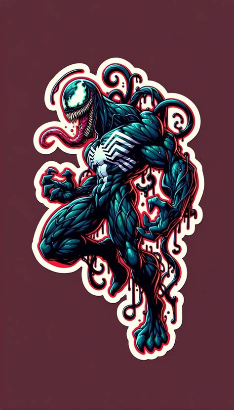 Venom Symbiote Premium Vector Sticker Art Idea | Sticker art, Sticker ...