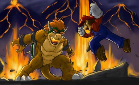 Mario & Bowser (Super Mario Bros) Fan Art by GTS | Game-Art-HQ