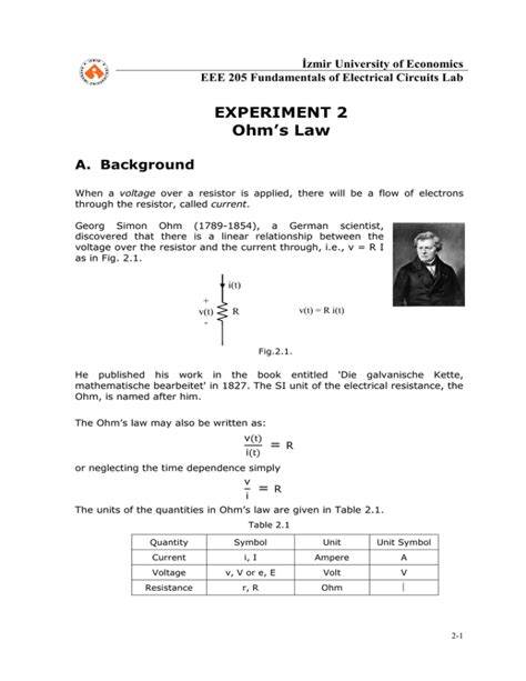 EXPERIMENT 2 Ohm`s Law