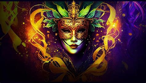 Premium AI Image | Carnival banner mardi gras woman smiling with ...