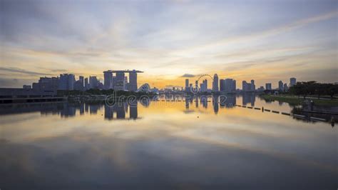 Dramatic Sunset Scene at Marina Bay Singapore Horizon City Skyline ...