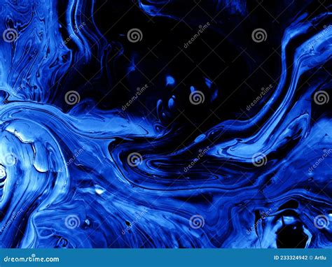 Dark Blue Abstract Art Painting, Creative Hand Painted Background with Copy Space , Marble ...