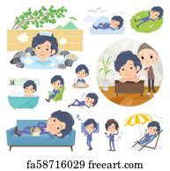 Free art print of Navy blue suit perm hair men housekeeping | FreeArt | fa57731382