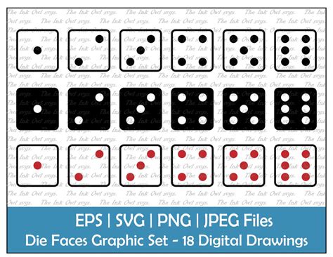 Dice Faces Vector Clipart Set / Outline & Stamp Drawing - Etsy