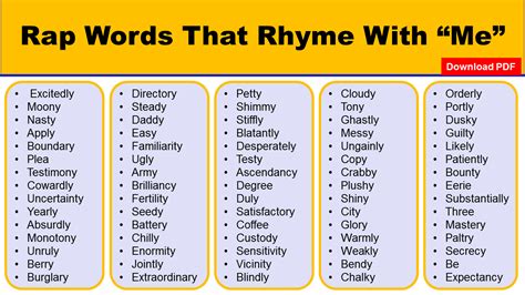 200+ Rap Words That Rhyme With Me - GrammarVocab