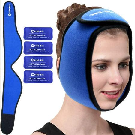 Face Ice Pack Wrap for Jaw, Head and Chin Pain - 4 Reusable Hot Cold Gel Packs for Injuries ...