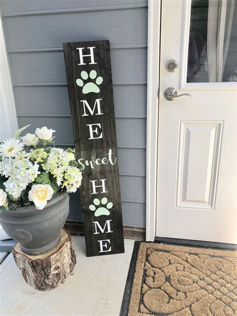 Paw Print Front Porch Sign Home Sweet Home with Paw Prints | Etsy | Front porch decorating ...