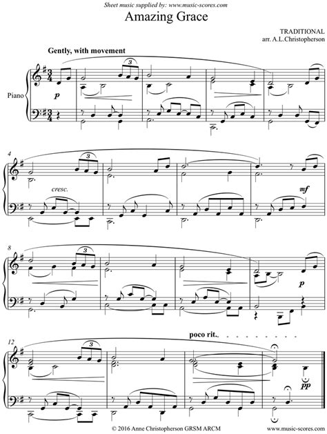 Traditional. Amazing Grace Piano classical sheet music