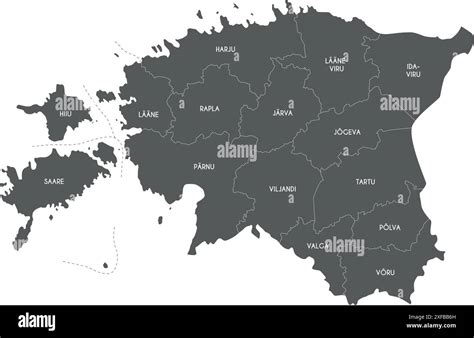 Vector regional map of Estonia with counties and administrative divisions. Editable and clearly ...