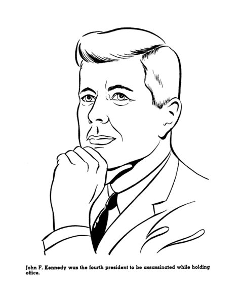 Bluebonkers : US Presidents coloring pages - President John Kennedy - one