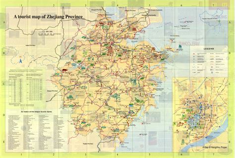 Tourist Map of Zhejiang - Maps of Zhejiang