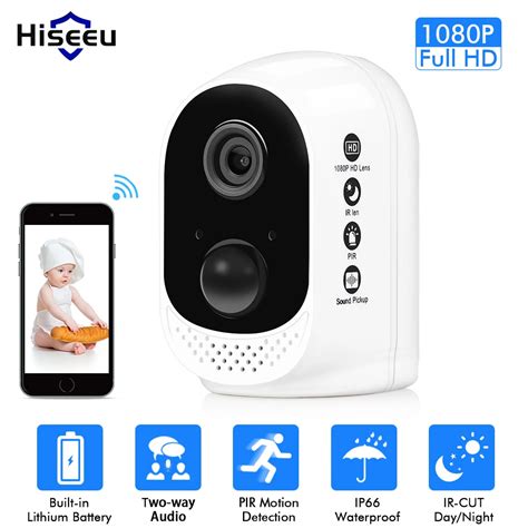 Hiseeu wifi Battery security IP Camera 1080P Rechargeable Battery Powered HD wireless home ...