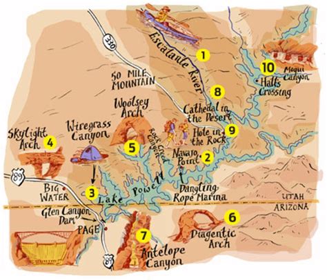 Our Backyard: Glen National Recreation Area | Glen canyon, Illustrated map, Lake powell map