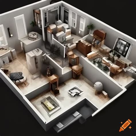 Create realistic 3d floor plan which includes 3 bedroom one garage and ...