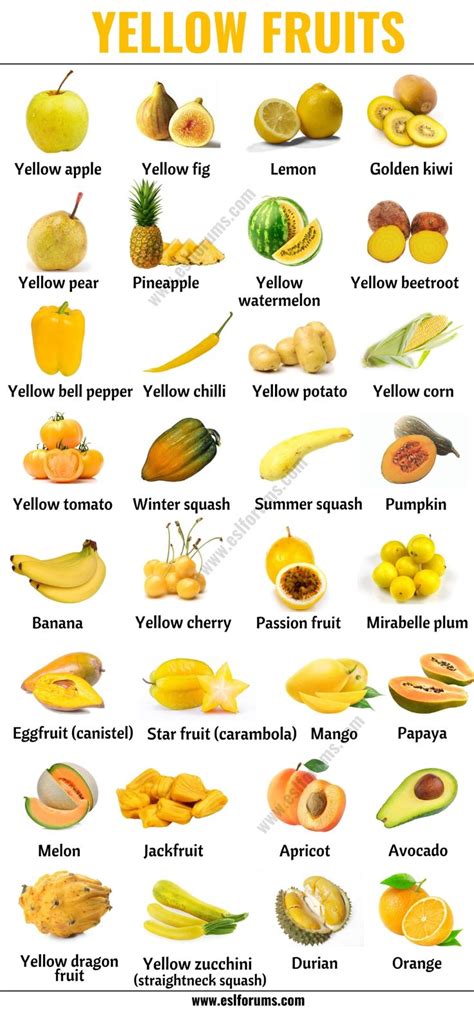 Yellow Vegetables And Fruits