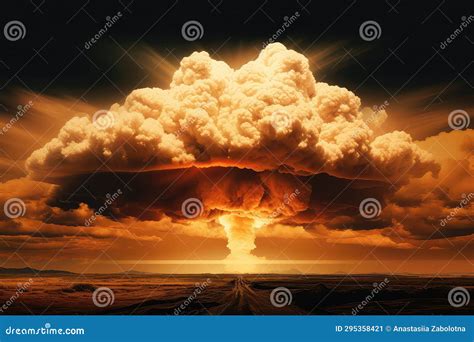 Powerful Nuclear Explosion Forming Mushroom Cloud Stock Illustration ...