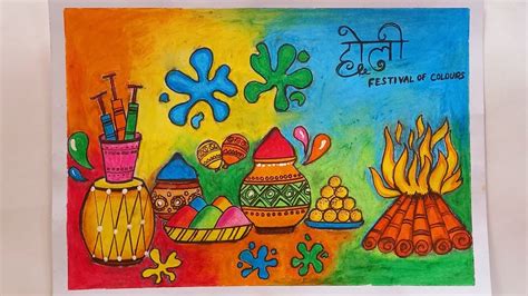 Holi Special Drawing| Holi Drawing Easy | Beautiful Holi Drawing with Oil Pastel - YouTube