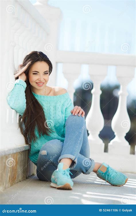 Young Smiling Woman Outdoors Portrait. Stock Photo - Image of enjoy ...