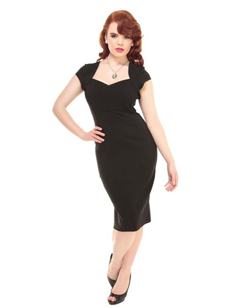 COLLECTIF Regina Bengaline Retro 50s Pencil Dress in Black