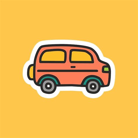 Premium Vector | Cute cartoon car sticker. cartoon sticker car transportation