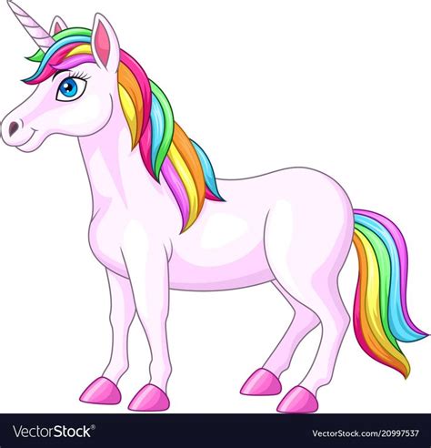 Cartoon rainbow unicorn horse vector image on VectorStock | Horse cartoon, Unicorn horse ...