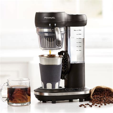 PowerXL Grind & Go Coffee Maker, Automatic Single-Serve Coffee Machine with 16-oz Travel Mug and ...