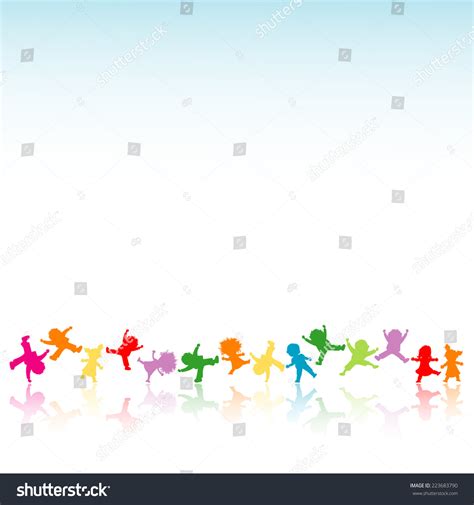 Happy Kids Playing Jumping Silhouette Illustration Stock Illustration ...