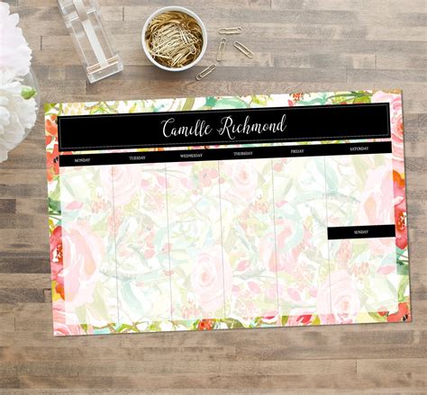 Custom Personalized Desk Pad Desk Calendar by BoutiqueMonogram