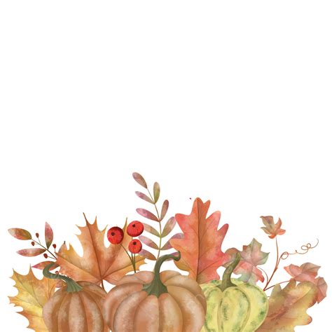 Watercolor Autumn Leaves PNG Image, Pumpkin And Watercolor Autumn Leaves, Pumpkin, Watercolor ...