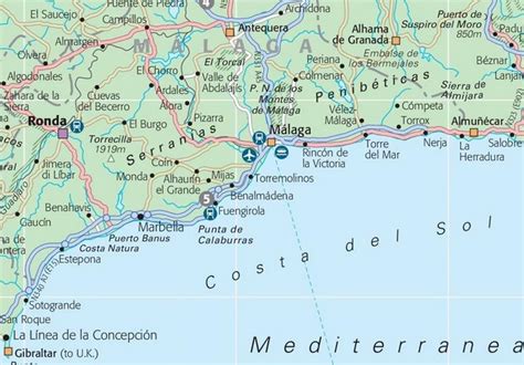 Map of Costa del Sol with cities and towns | Map, Costa del, Costa