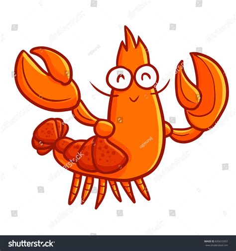 Funny Cute Lobster Waving Hand Smiling Stock Vector (Royalty Free) 695010397 | Shutterstock